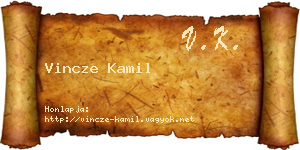 Vincze Kamil névjegykártya